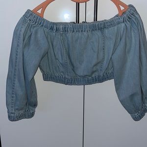 Denim off the shoulder croptop